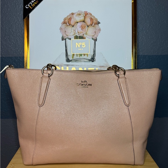 Coach Ava Tote Glitter Pebbled LeatherGold/Blush Purse F11900
